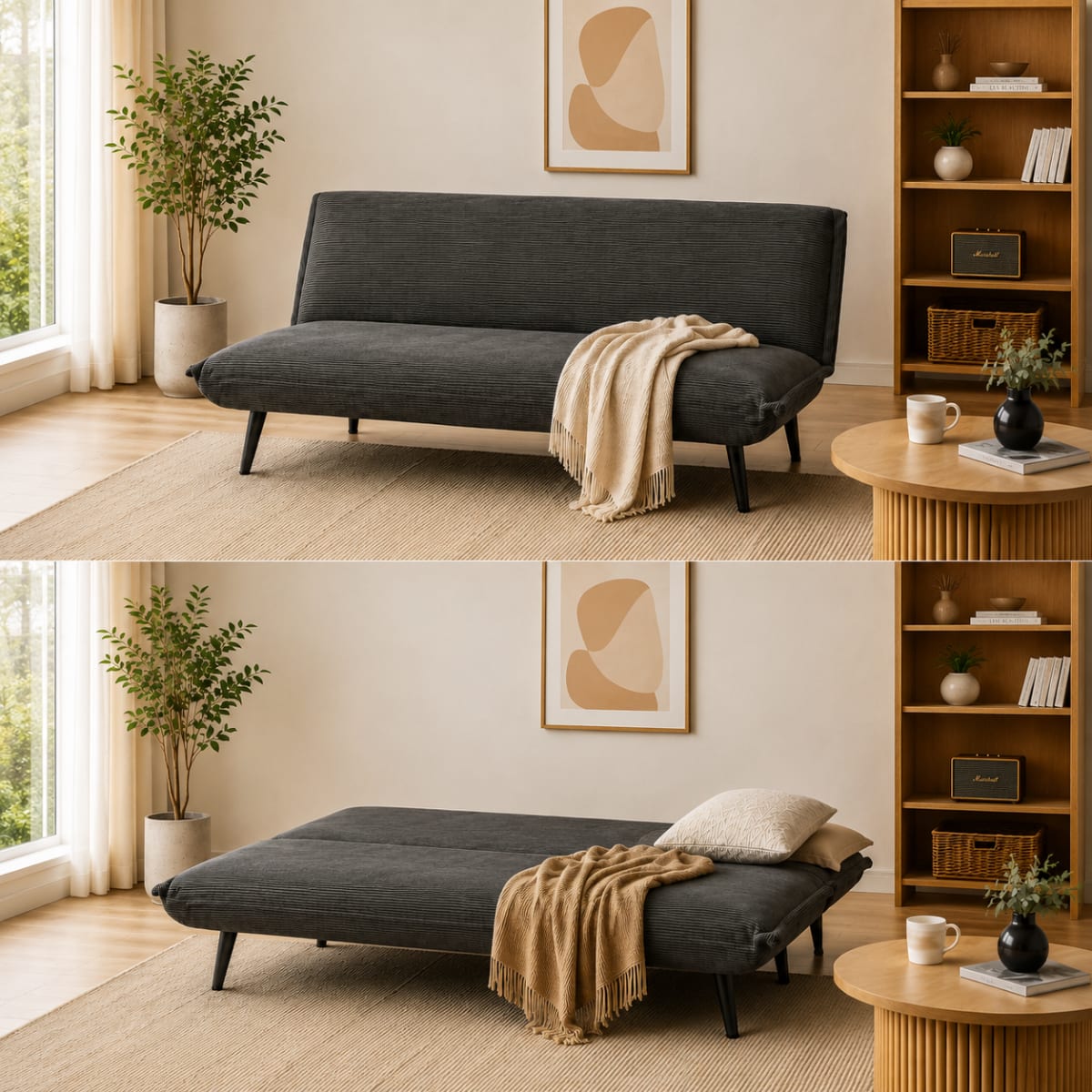 Drak Grey Convertible Sofa Bed 183cm - default