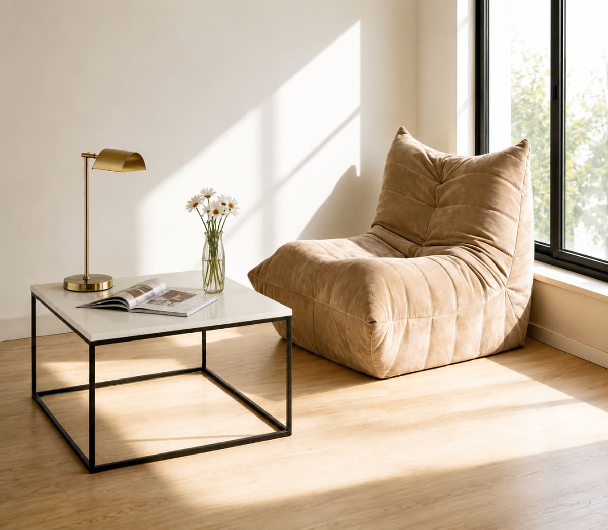 Khaki Compressed Lounge Sofa 95cm - default