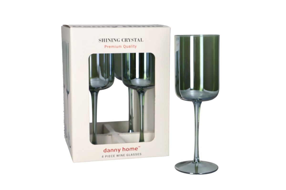 Green Crystal 4 Pcs Wine Glasses 22cm - default