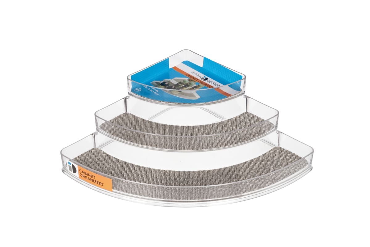 Clear Plastic 3-Tier Corner Spice Rack 36cm - default