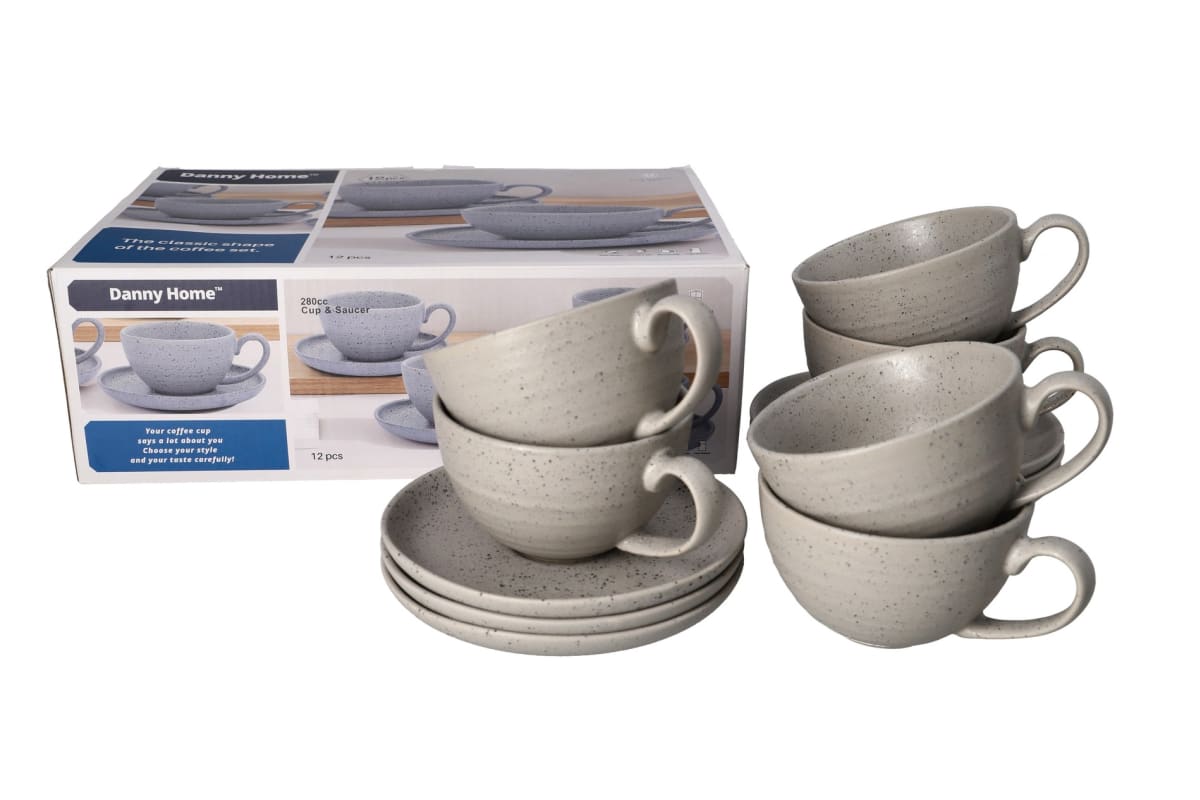 Ceramic Cup & Saucer 12pcs 280ml Danny Home