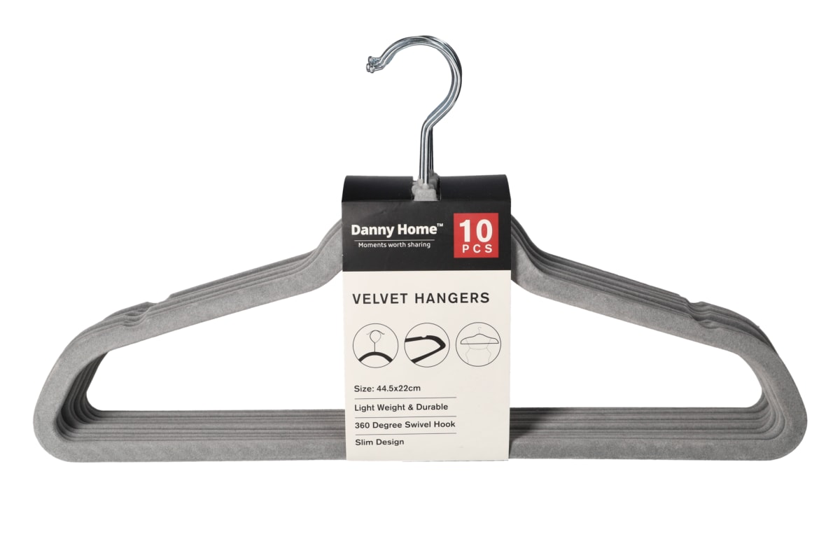 Grey Velvet Clothes Hanger 10pcs 44.5cm - default