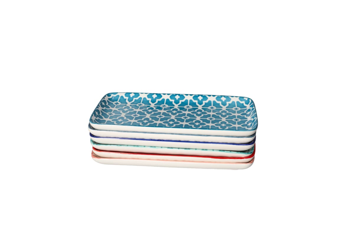 6Pcs Mixed Bohemian Porcelain Platter Set 23cm - default