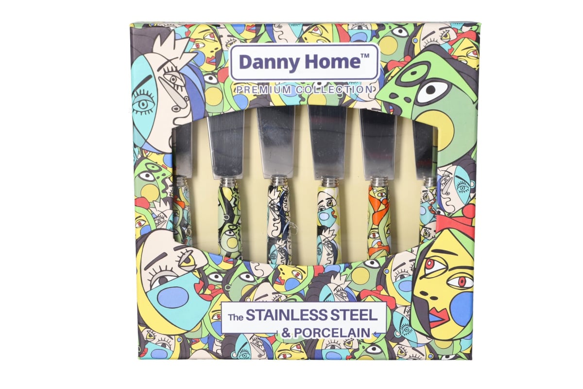 Stainless Steel &amp; Porcelain Butter Knife Set - default