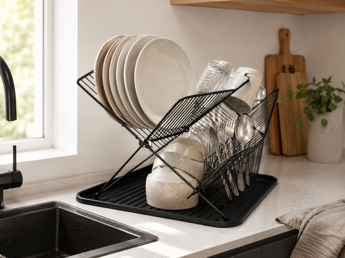 Foldable Dish Drying Rack with Drip Tray 2pcs - default