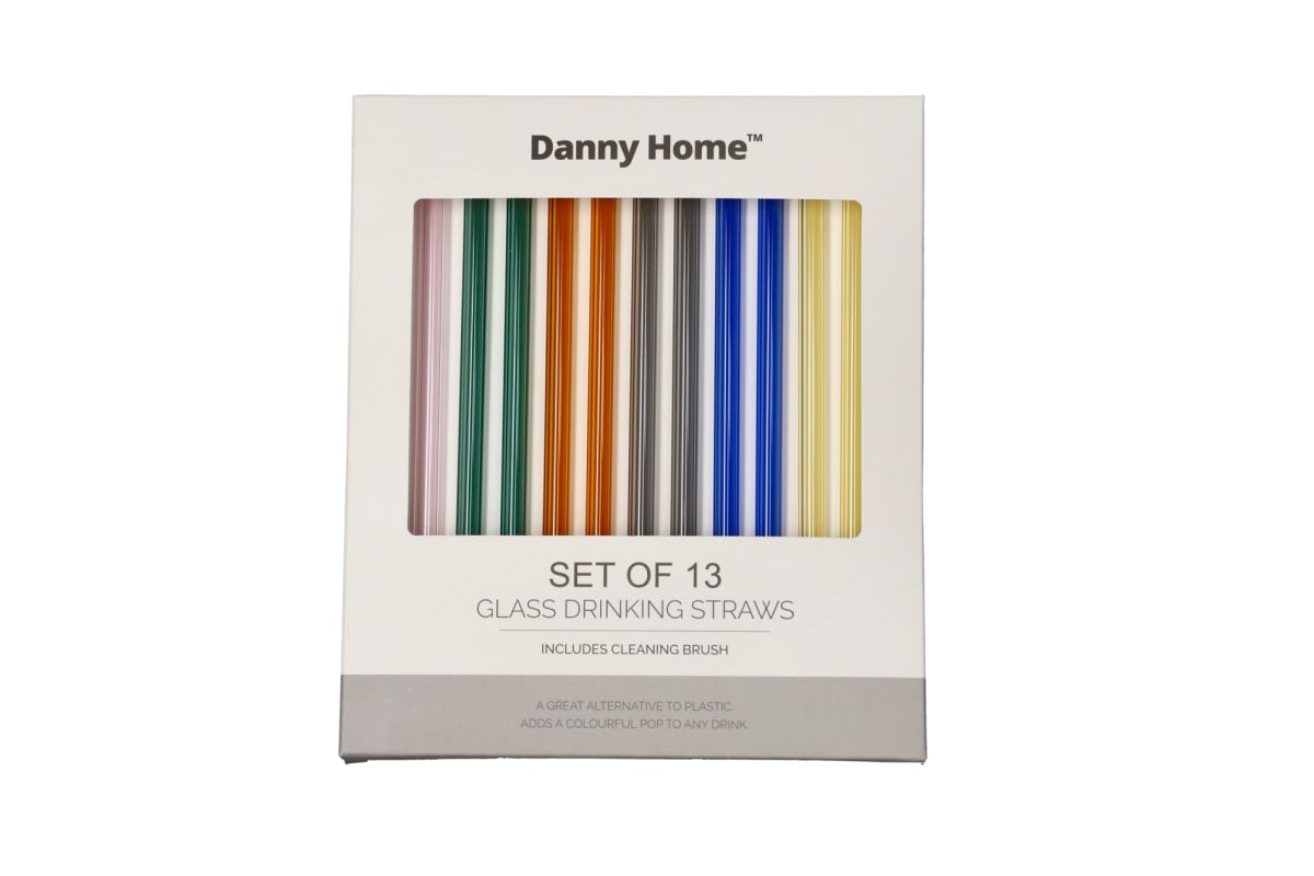 Reusable Glass Straws &amp; Cleaning Brush 13pcs - default