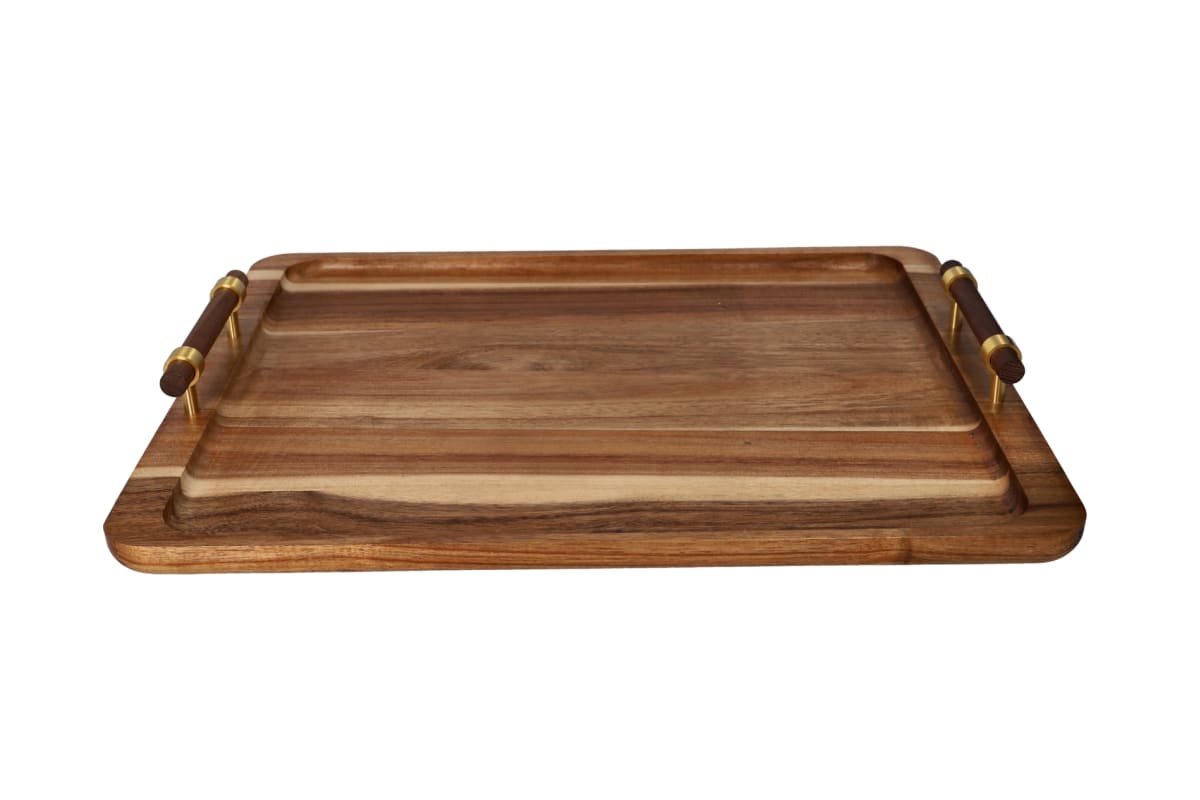 Acacia Wood Serving Tea Tray 46cm - default