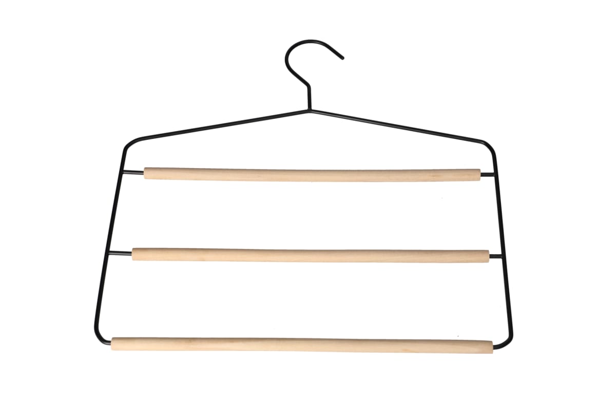 Black Iron &amp; Wood Trouser Hanger 34.6cm  - default