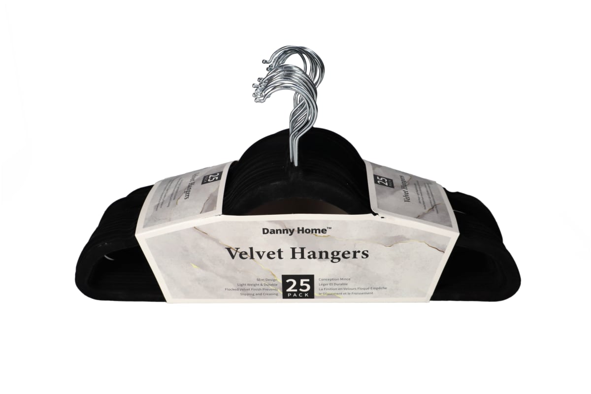  Black Velvet Clothes Hanger 25pcs 44.7cm - default