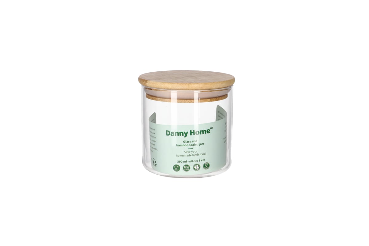 Glass Jar with Wooden Lid 390ml - default