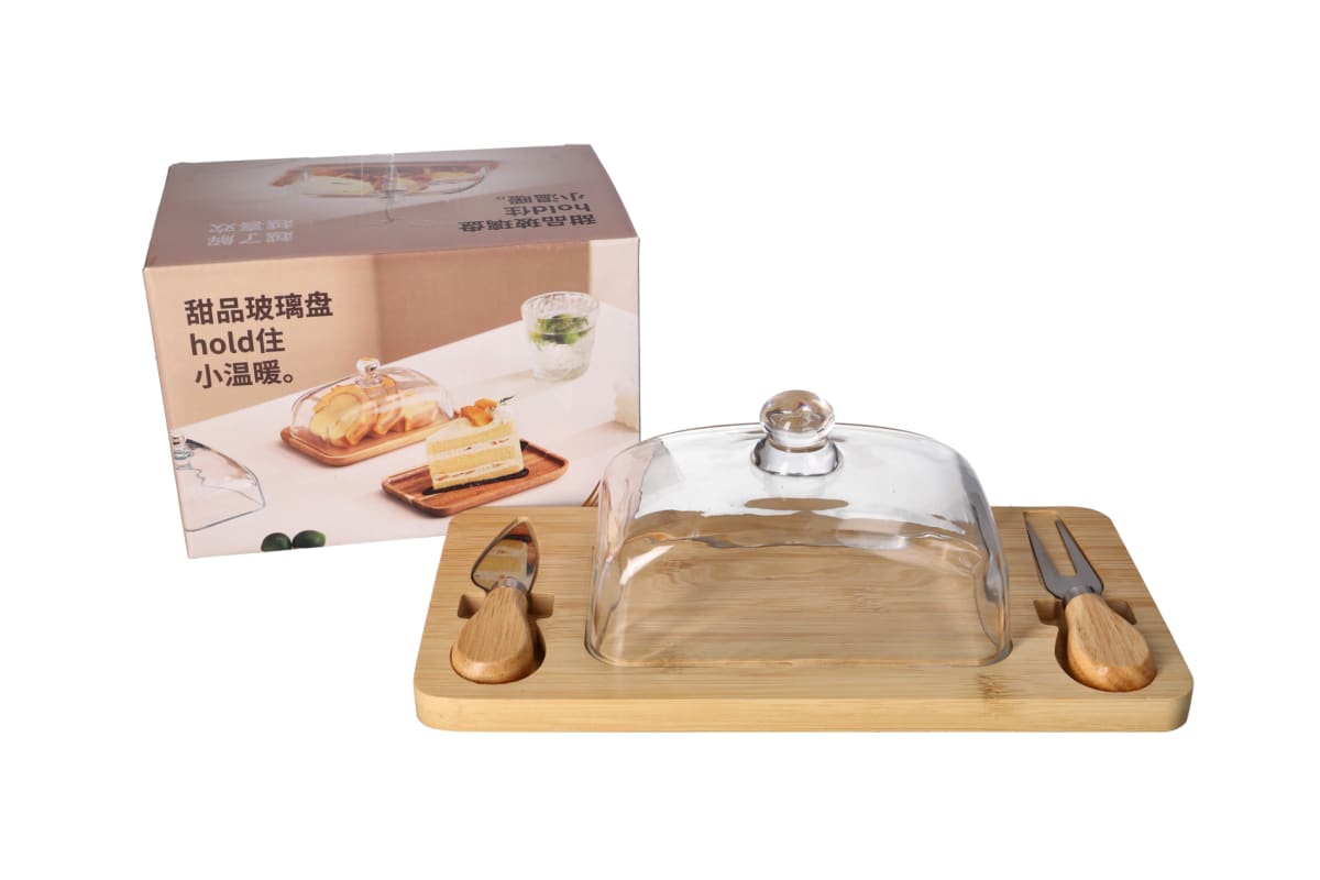 Cheese Board with Dome Set 4pcs - default