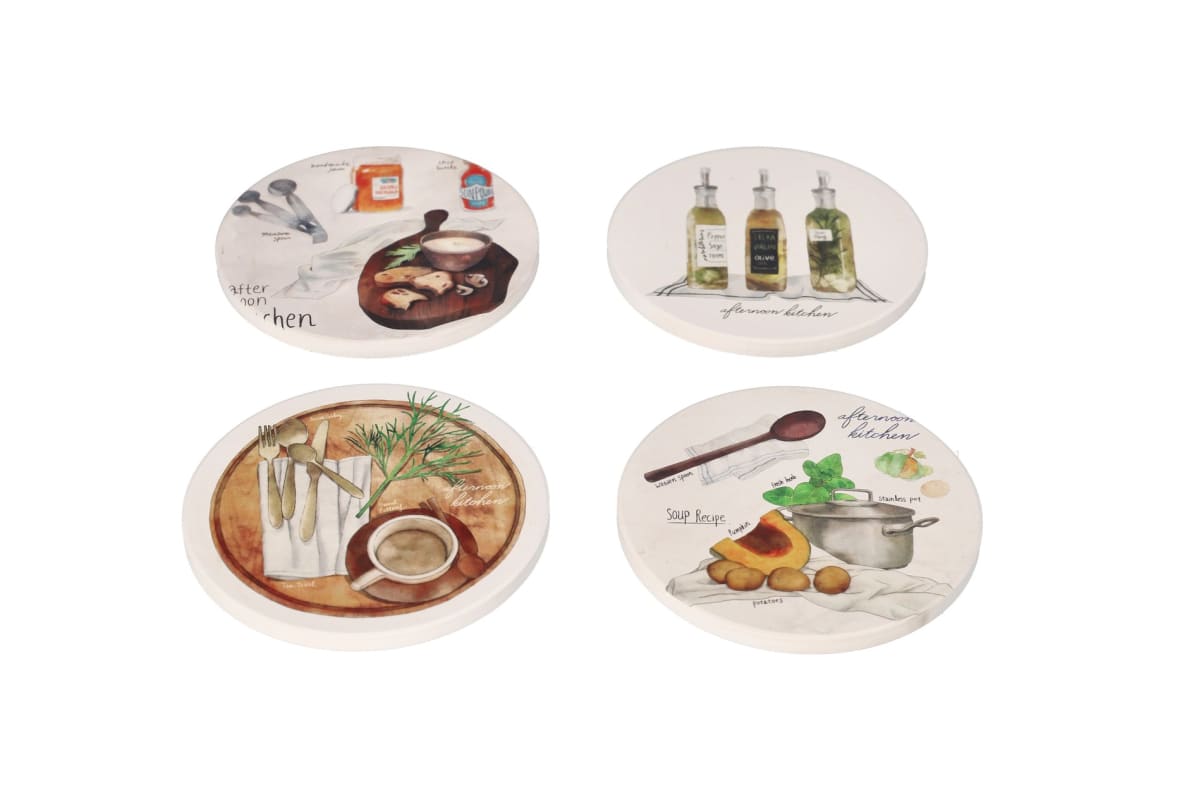 Printed Coasters Set 4pcs 10.1cm  - default