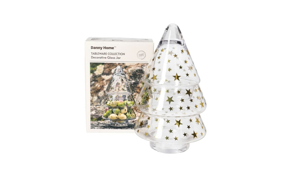 Christmas Tree Decorative Glass Jar 19.5cm - default