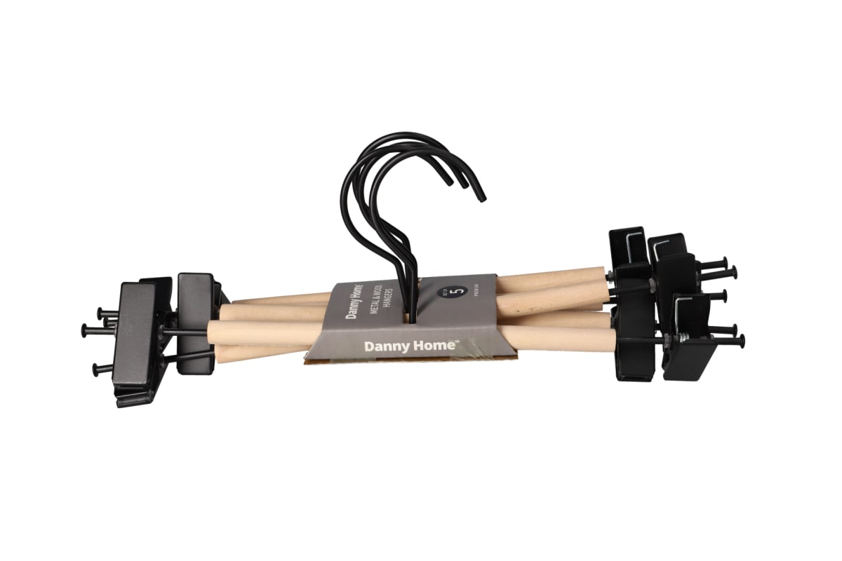 Wooden &amp; Metal Clothing Hanger 5pcs - default