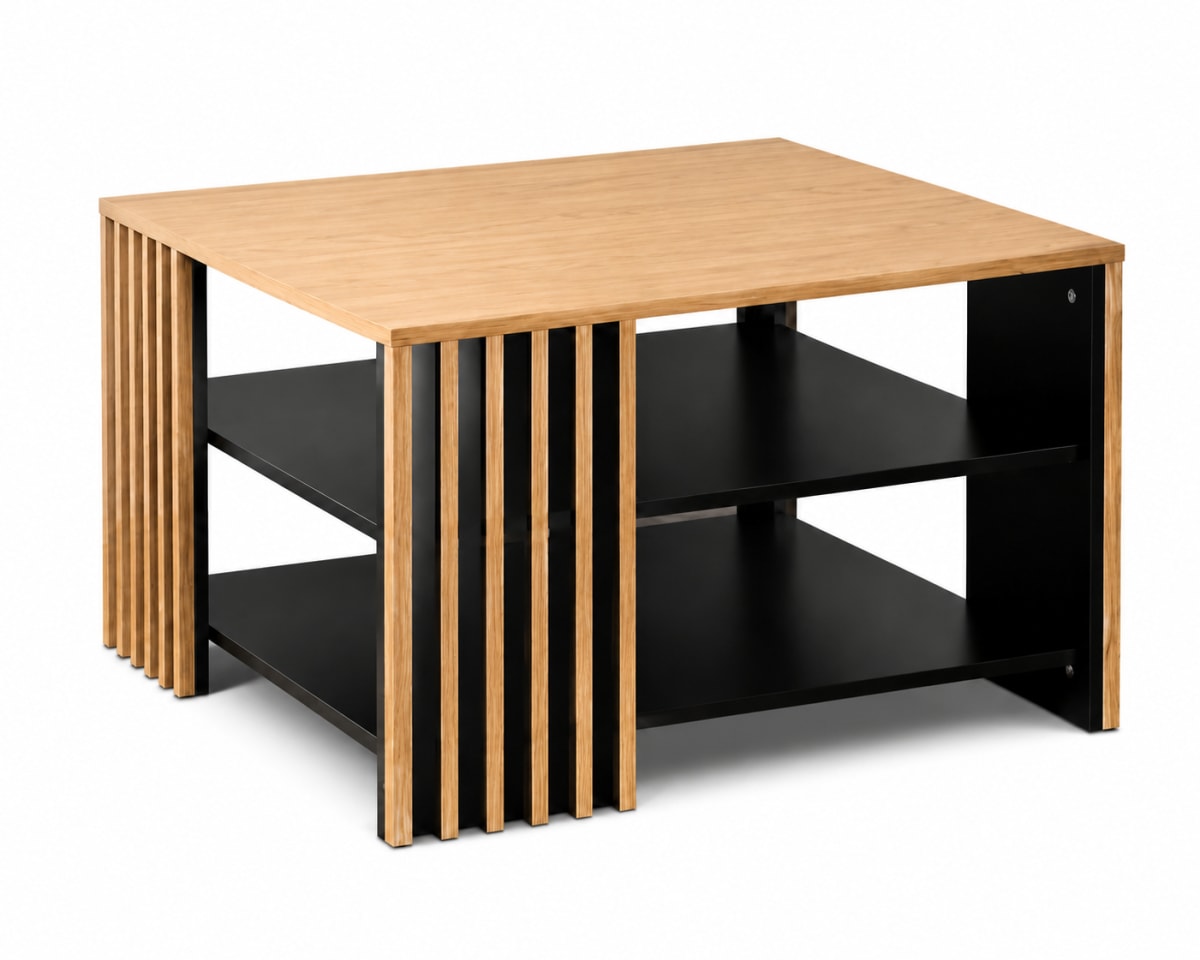 Modern Square Coffee Table with Storage 80cm - default