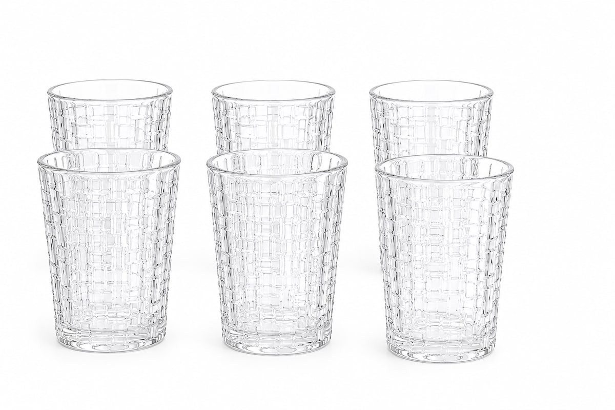 Textured Glass Tumbler Set 6pcs 400ml  - default