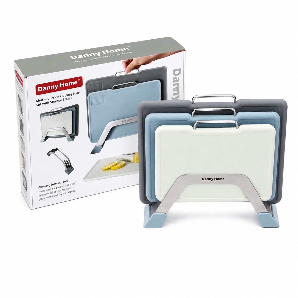 Cutting Board Set with Stand 4pcs  - default