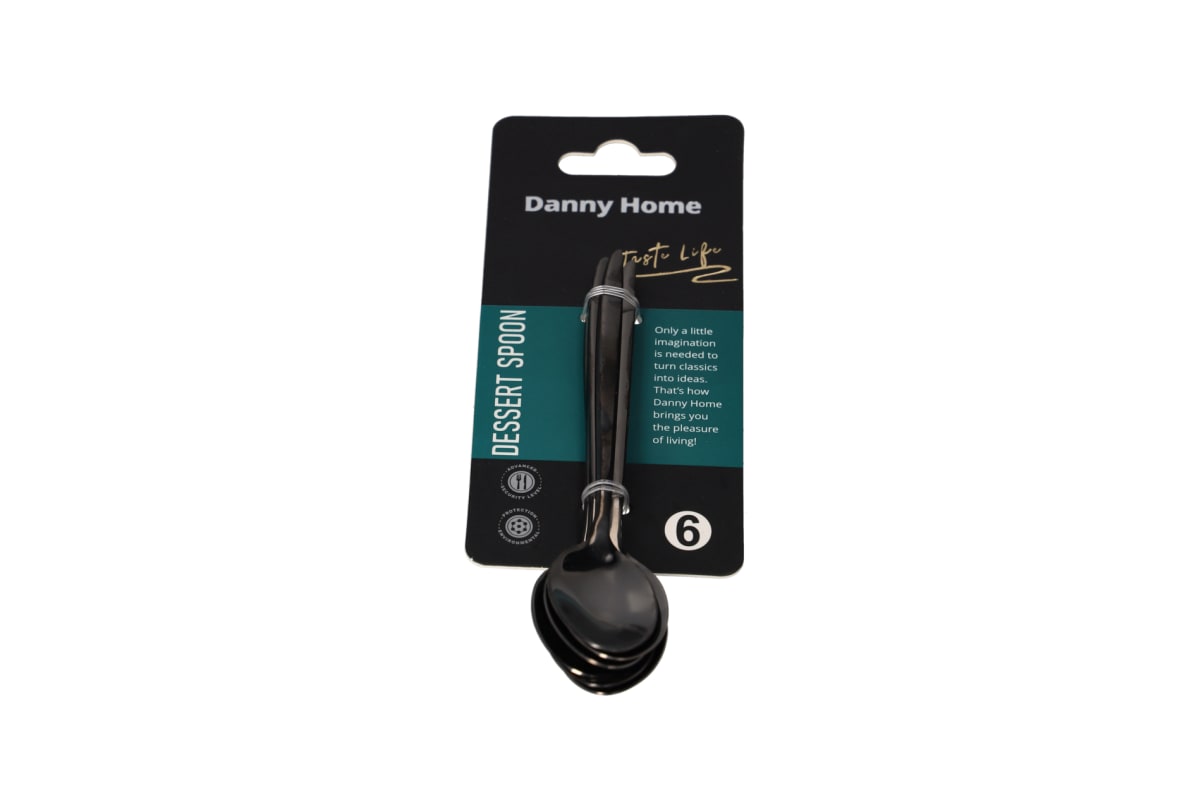 Black Dessert Spoon Set 6pcs 14.4cm  - default