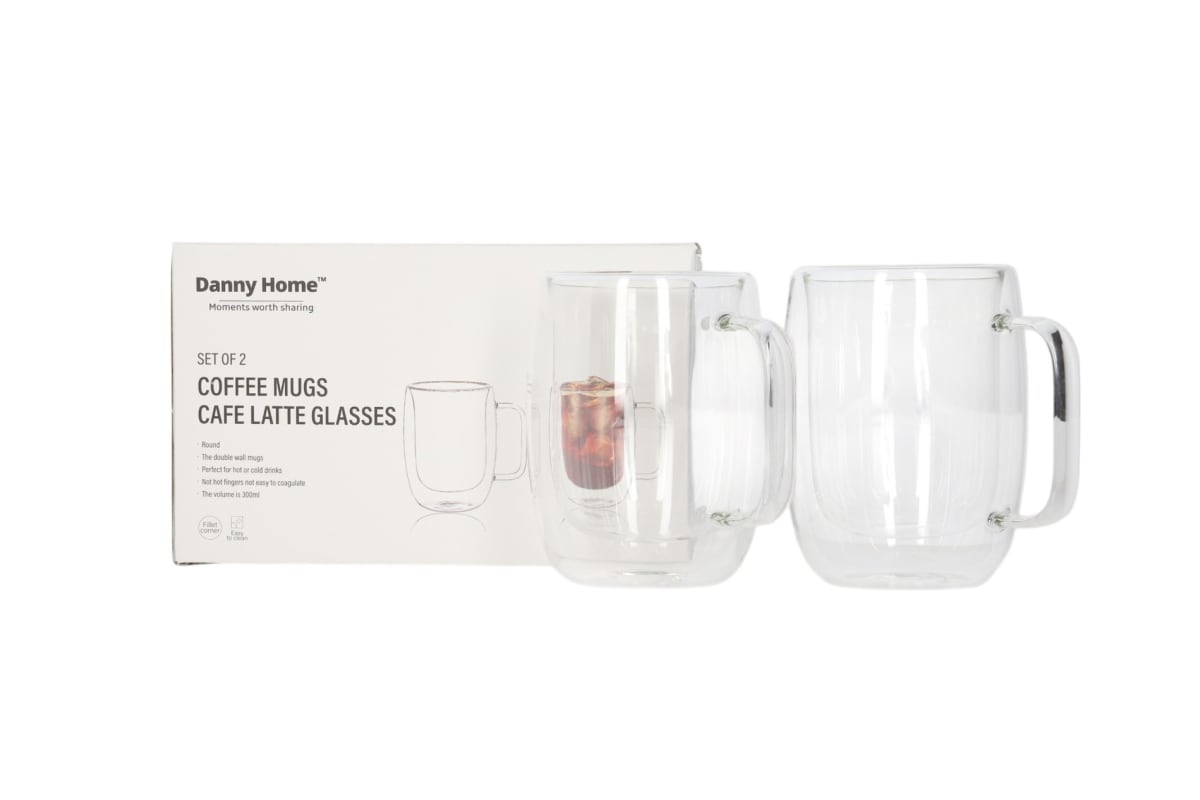 Double Walled Glass Mug with Handle 300ml - default