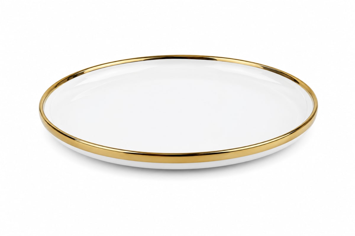 Golden Rim White Dinner PLate 10.5" - default