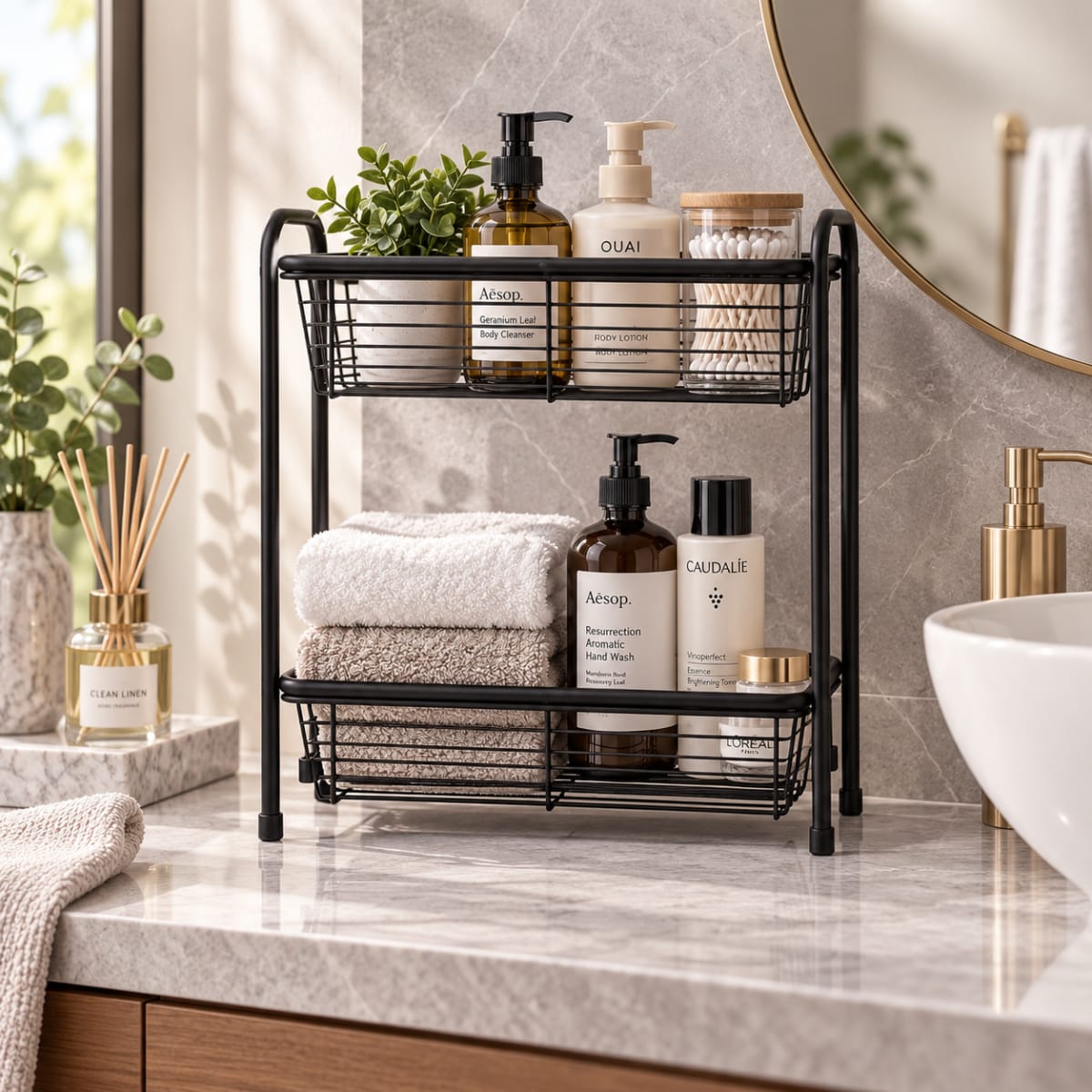 2-Tier Spa Tower Storage Rack 33.5cm - default