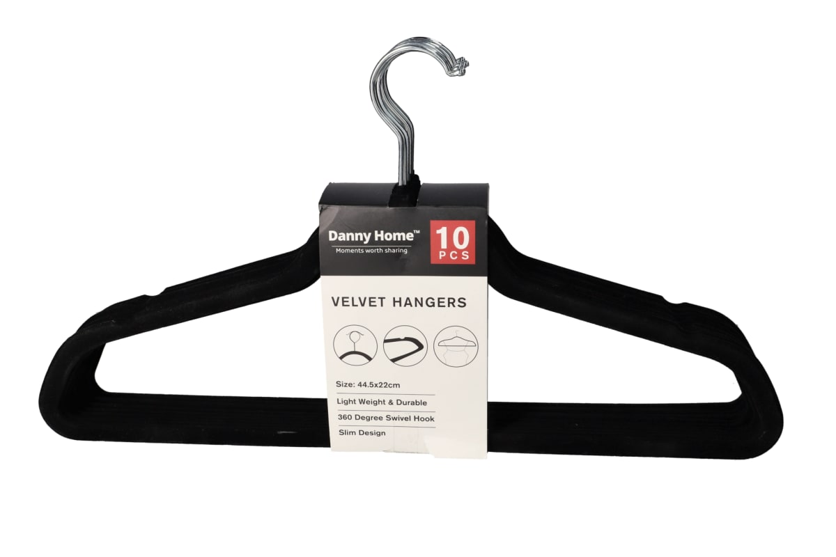 Black Velvet Clothes Hanger 10pcs 44.5cm - default