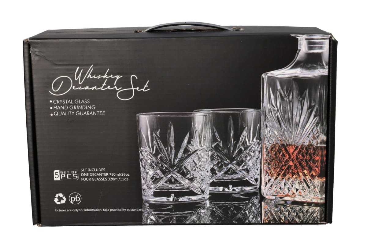 Whisky Decanter &amp; Glasses Set 5pcs - default