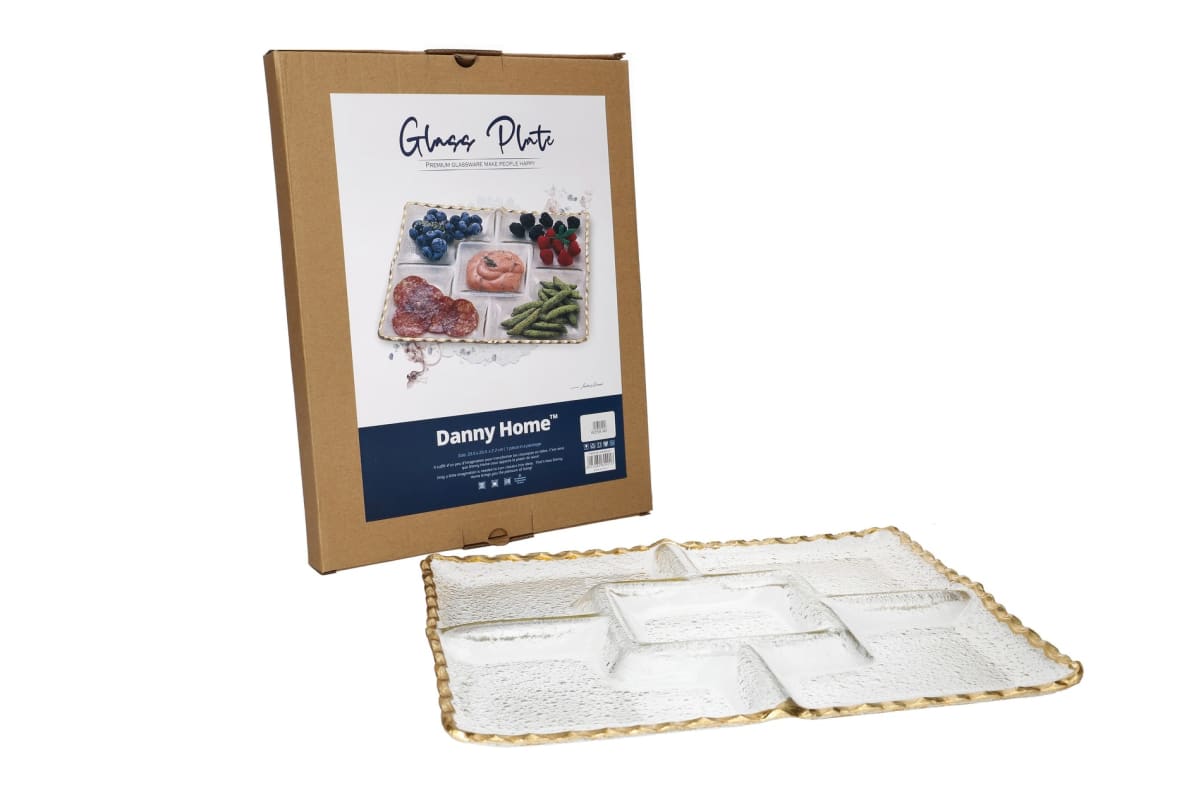 5 Grid Glass Serving Platter 33.5cm - default