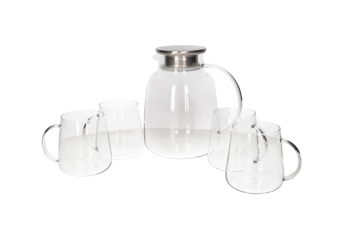5-Piece Glass Juice Jar &amp; Glass Mugs Set - default