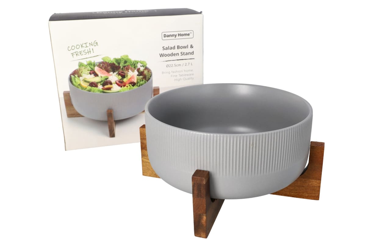 Salad Bowl &amp; Wooden Frame 2.7L. - default