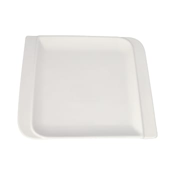 White Square Ceramic Flat Dinner Plate 832g 26.3cm 10 Inch