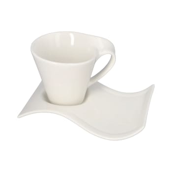 White Ceramic Wavy Cup and Saucer  - default