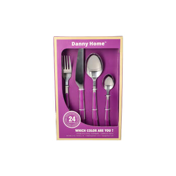 24 Piece Purple Stainless Steel Cutlery Set