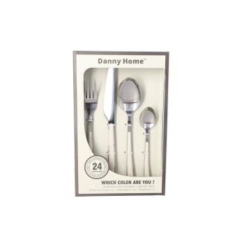 24 Piece Cream Stainless Steel Cutlery Set 