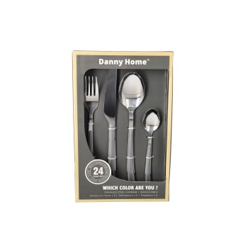 24 Piece Grey Stainless Steel Cutlery Set  - default