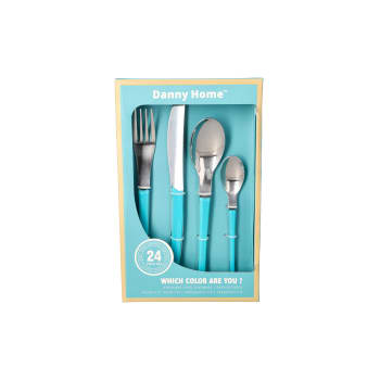 24 Piece Turquoise Stainless Steel Cutlery Set 