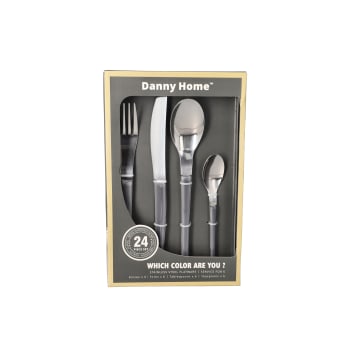 24 Pcs Grey Stainless Steel Cutlery Set  - default