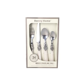 24 Piece Pearl Marble Cutlery Set  - default