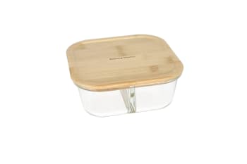 2 Compartment Borosilicate Lunch Box 8cm - default