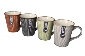 Striped Tea Mug Set 4pcs 13cm