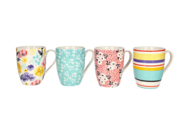  Ceramic Artistic Mugs 4pcs 360ml