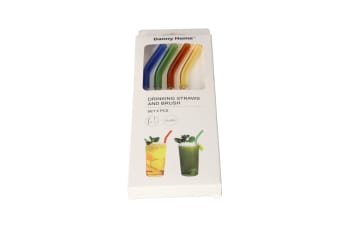 Reusable Glass Straws &amp; Cleaning Brush 5pcs - default