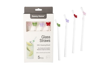 4Pcs Reusable Glass Heat Resistant Straws 20cm