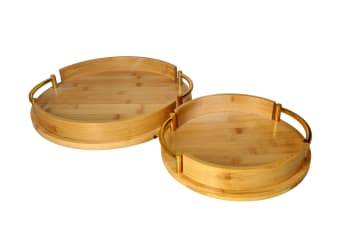 Wooden Handheld Two-Piece Tray Set
