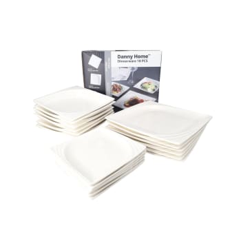 White Square Leaf Design Ceramic Dinner Set 18PCS