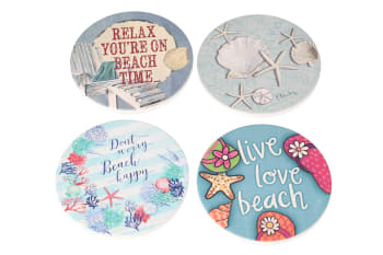 Absorbent Coasters with Rack 10.2cm 4pcs