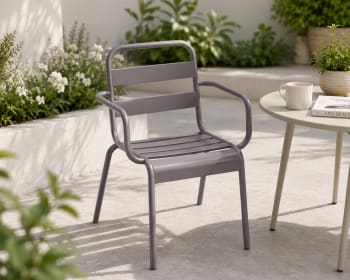 Grey Outdoor Metal Armrest Chair 83cm