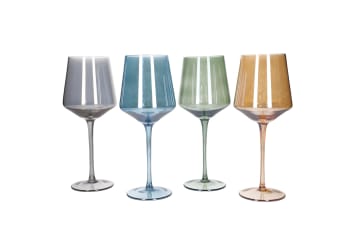 Colored Crystal 4 Pcs Wine Glasses 22cm