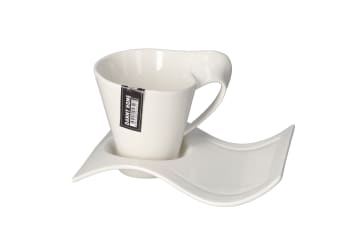 Ceramic Wavy Cup &amp; Saucer 2pcs