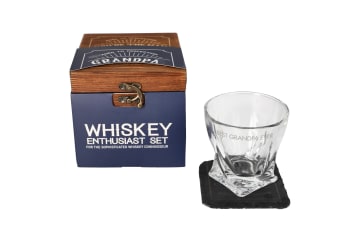 Whiskey Glass with Slate Coaster 9.6cm